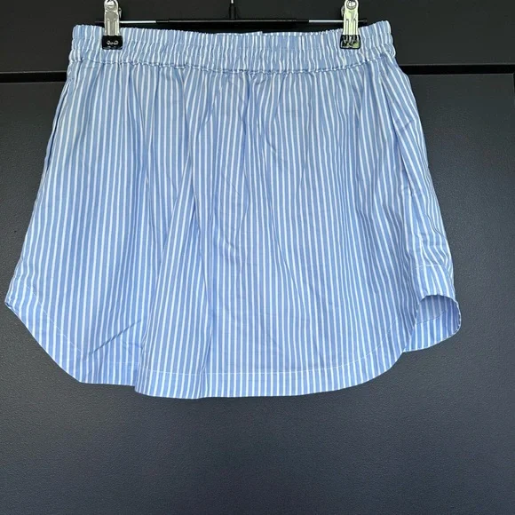 NWT | The Kooples | Light Blue and White Striped | Cotton Mini Skirt - Picture 3 of 8